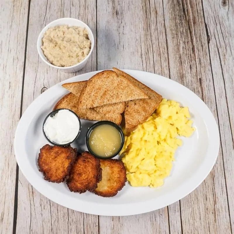 Potato Pancakes (3) and Eggs